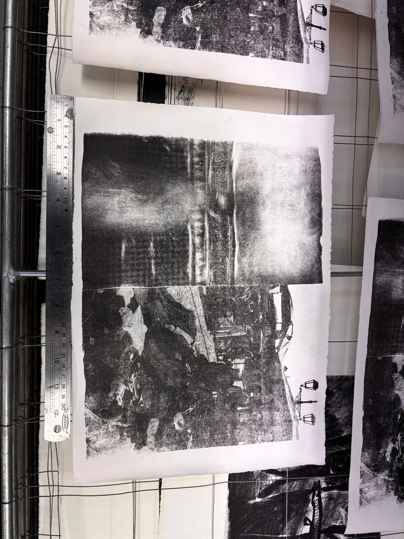 Lithographic image and its printed impression shown side by side