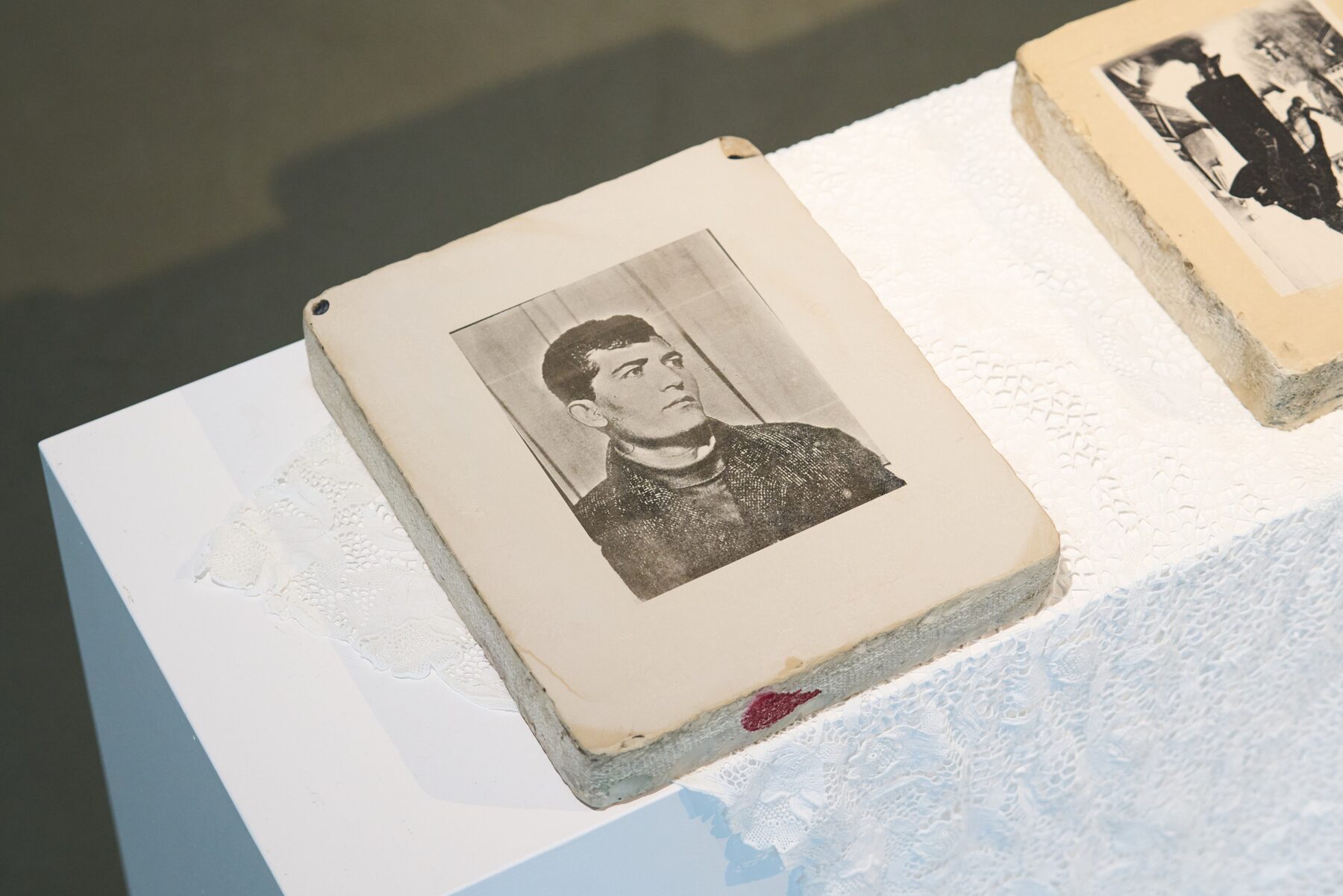 Portrait photograph transferred onto a lithographic stone